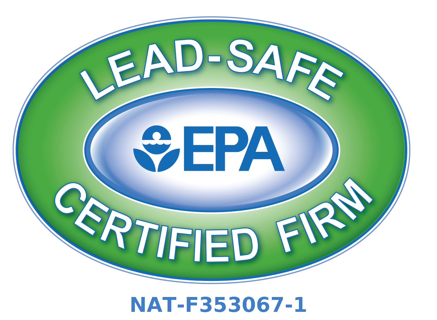 EPA Lead-Safe Certified Firm logo, certification NAT-F353067-1